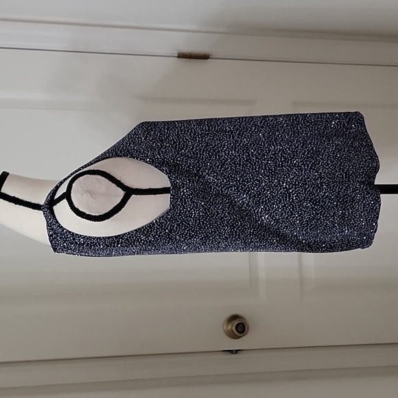 Chaus Size M Navy Blue with Gray and Silver Glittery Sleeveless Top, NEW w/ Tag - Picture 6 of 12